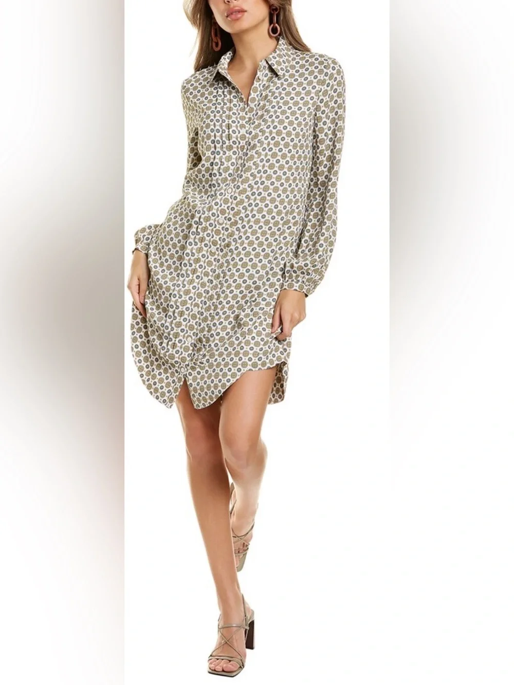 Tory Burch Cora Crepe de Chine Mini Shirt Dress